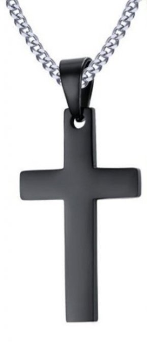 Pendentif Croix CROSS avec Chaîne Noir