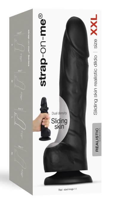 Gode Sliding Skin Strap-On-Me XXL 16 x 4.4cm Noir