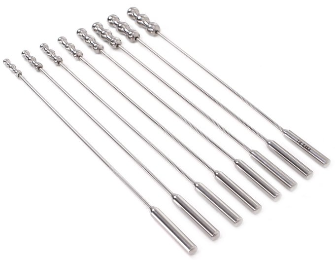 Lot de 8 tiges d'urètre Dilator Beads 28cm - Diamètre de 7 à 14mm