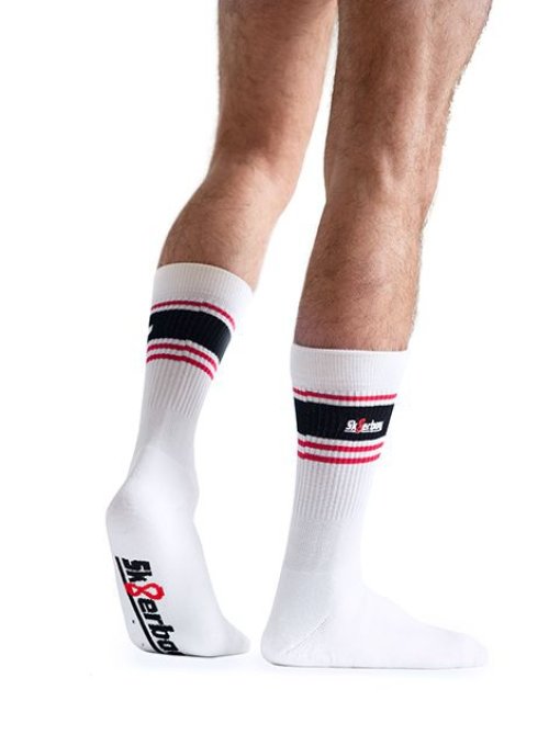 Chaussettes blanches Sk8erboy Deluxe Blanc-Rouge