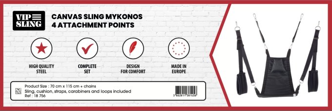 Sling en tissu Mykonos - Set complet -  4 Points Noir